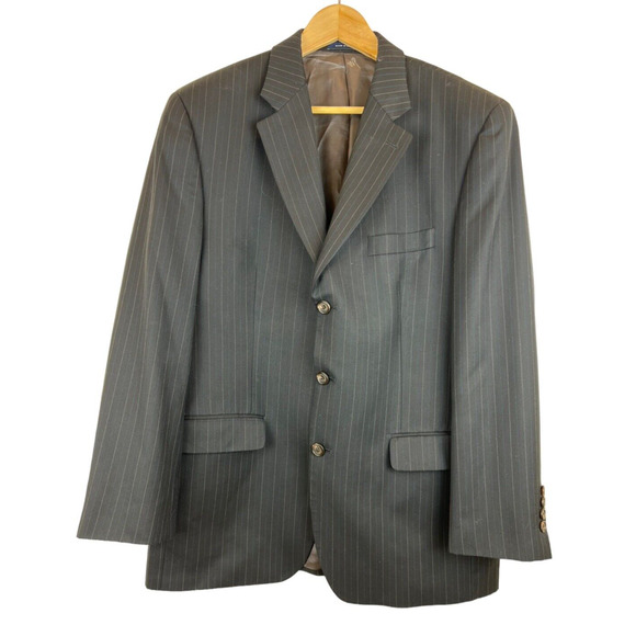 Ralph Ralph Lauren Suit 42R 36x30 Classic Black Pinstripe 100% Wool - Picture 4 of 7